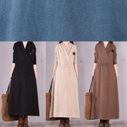 Organic Chocolate Clothes V Neck Asymmetric Dresses Spring Dresses - bagstylebliss