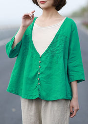 Organic Green Casual Button Loose Fall Coat