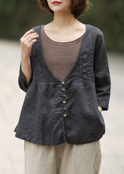 Organic Green Casual Button Loose Fall Coat