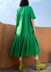Organic Green Cotton Pockets Peter Pan Collar Dresses Summer - bagstylebliss
