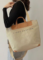 Organic Khaki Graphic Print Canvas Tote Handtasche