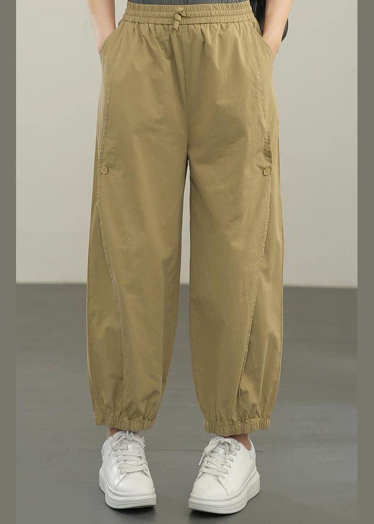 Organic Khaki High Waist Cargo  Pants Trousers Summer - bagstylebliss