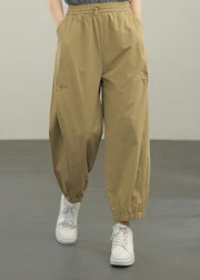 Organic Khaki High Waist Cargo  Pants Trousers Summer - bagstylebliss