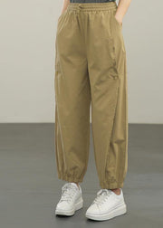 Organic Khaki High Waist Cargo  Pants Trousers Summer - bagstylebliss