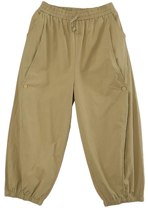 Organic Khaki High Waist Cargo  Pants Trousers Summer - bagstylebliss
