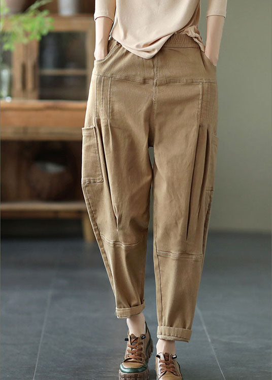 Organic Khaki Loose Pockets Harem Fall Pants