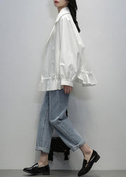 Organic Notched double breast  crane coats white oversized outwear - bagstylebliss