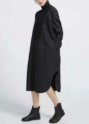 Organic Patchwork cotton Asymmetrical Hem Black Maxi Dresses - bagstylebliss