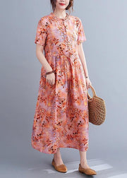 Organic Print tie waist Cotton Ruffled Summer Maxi Dress - bagstylebliss