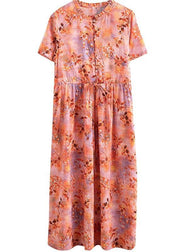 Organic Print tie waist Cotton Ruffled Summer Maxi Dress - bagstylebliss