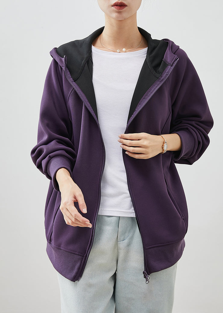 Organic Purple Hooded Cotton Sweatshirts Coats Spring