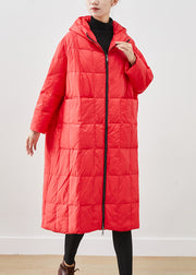 Organic Red Oversized Warm Duck Down Puffers Jackets Winter