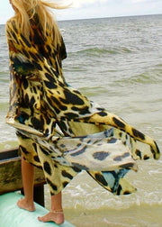 Organic Tiger Print side open Ankle Dress Coat - bagstylebliss