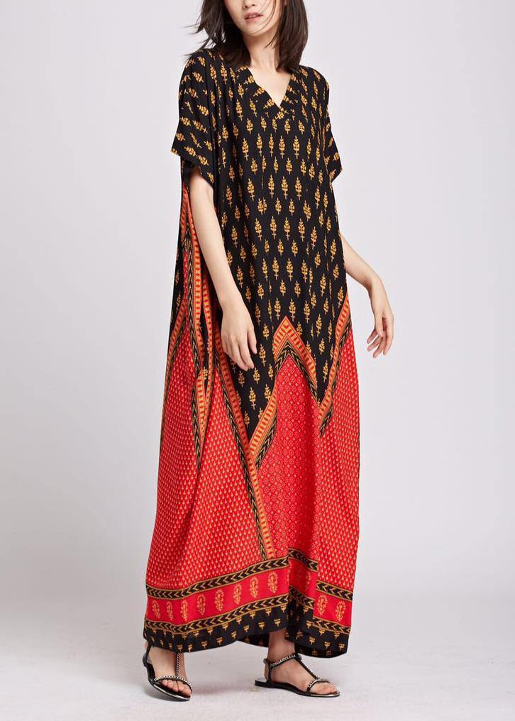 Luxy Women Vintage Print Maxi Dress Summer Caftan - bagstylebliss