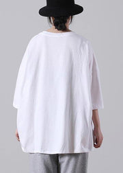 Organic White Half Sleeve Cotton Summer Top - bagstylebliss