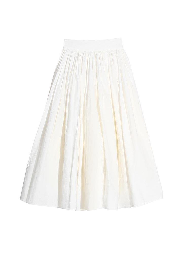 Organic White High Waist Cinched Patchwork Summer Cotton Skirts - bagstylebliss