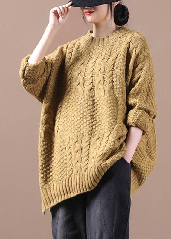 Organic Yellow Side Open Fall Sweater Top - bagstylebliss