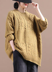 Organic Yellow Side Open Fall Sweater Top - bagstylebliss