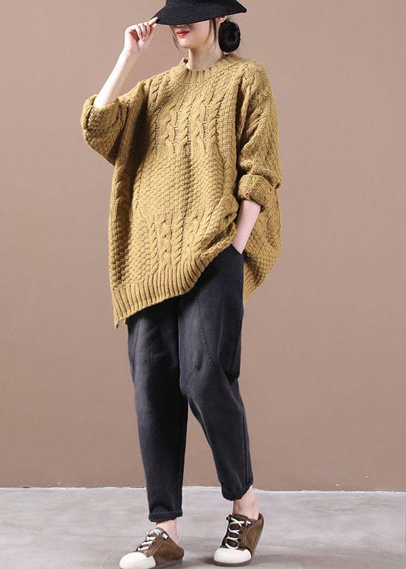 Organic Yellow Side Open Fall Sweater Top - bagstylebliss