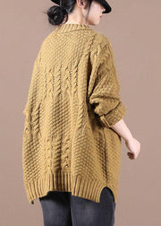 Organic Yellow Side Open Fall Sweater Top - bagstylebliss