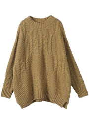 Organic Yellow Side Open Fall Sweater Top - bagstylebliss