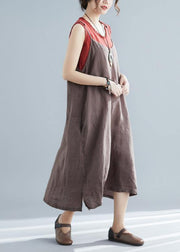 Organic chocolate cotton Tunics sleeveless cotton summer Dresses - bagstylebliss