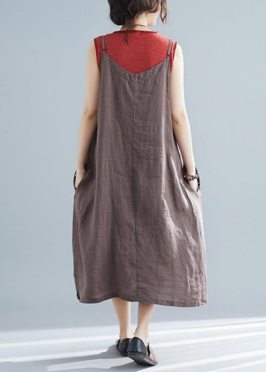 Organic chocolate cotton Tunics sleeveless cotton summer Dresses - bagstylebliss