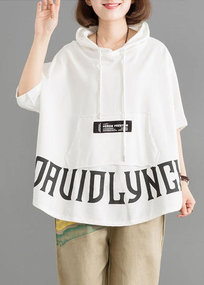 Organic cotton crane tops Women Summer Casual Hooded Half Sleeve Top - bagstylebliss