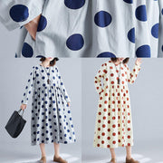 Organic dotted cotton tunics for women Shirts nude cotton robes Dress fall - bagstylebliss