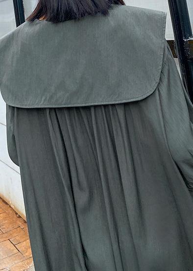 Organic gray green Tunics Sailor Collar Dresses summer Dresses - bagstylebliss