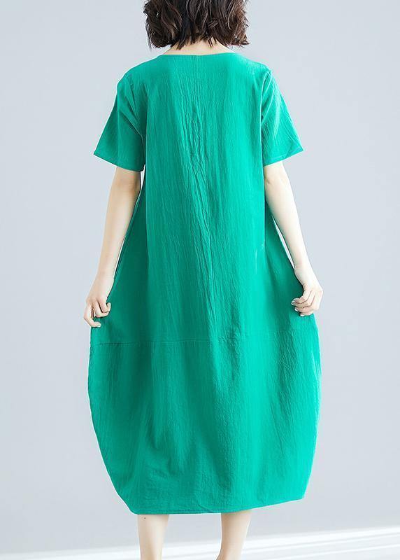 Organic green clothes o neck asymmetric Kaftan summer Dresses - bagstylebliss