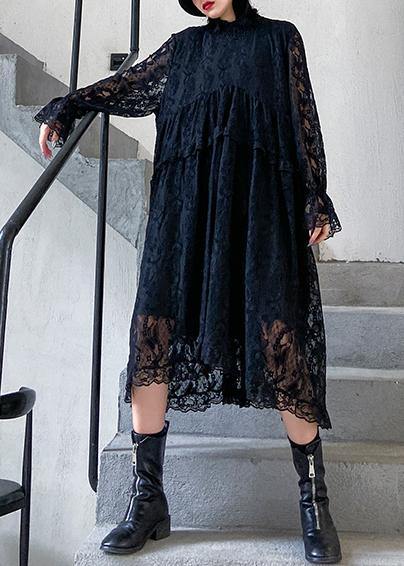 Organic lace Ruffles quilting clothes Photography black Dresses - bagstylebliss