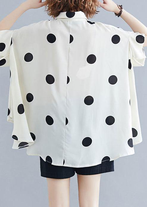 Organic lapel Ruffles box top Christmas Gifts nude dotted blouse - bagstylebliss