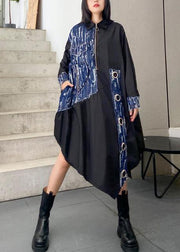 Organic lapel asymmetric dresses Catwalk black Robe Dress - bagstylebliss