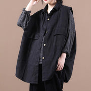 Organic lapel sleeeless fall top silhouette Fashion Ideas black shirts - bagstylebliss