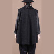 Organic lapel sleeeless fall top silhouette Fashion Ideas black shirts - bagstylebliss