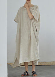 Organic linen Long Shirts Fashion Ultra-Loose Pure Color Graceful Linen Dress - bagstylebliss