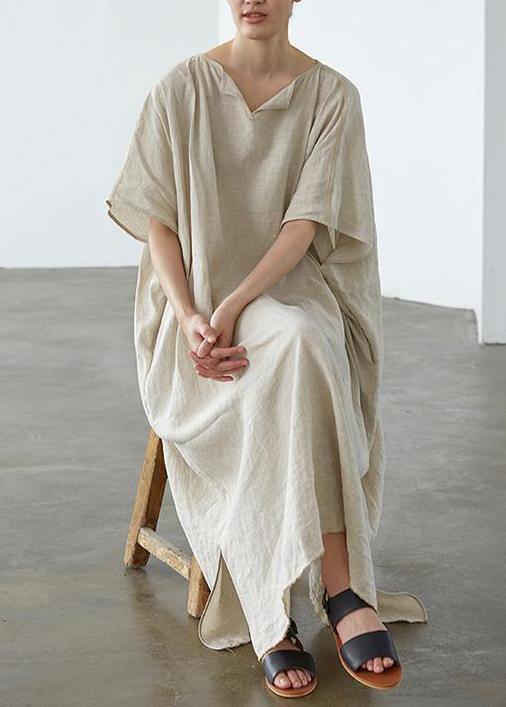 Organic linen Long Shirts Fashion Ultra-Loose Pure Color Graceful Linen Dress - bagstylebliss