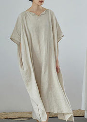 Organic linen Long Shirts Fashion Ultra-Loose Pure Color Graceful Linen Dress - bagstylebliss