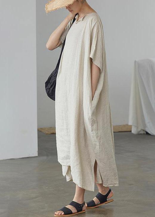 Organic linen Long Shirts Fashion Ultra-Loose Pure Color Graceful Linen Dress - bagstylebliss