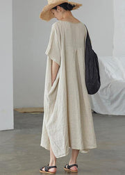 Organic linen Long Shirts Fashion Ultra-Loose Pure Color Graceful Linen Dress - bagstylebliss