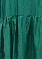 Organic o neck large hem linen dress blackish green Dress summer - bagstylebliss