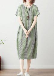 Organic patchwork Cotton tunic dress Work light green Dresses summer - bagstylebliss