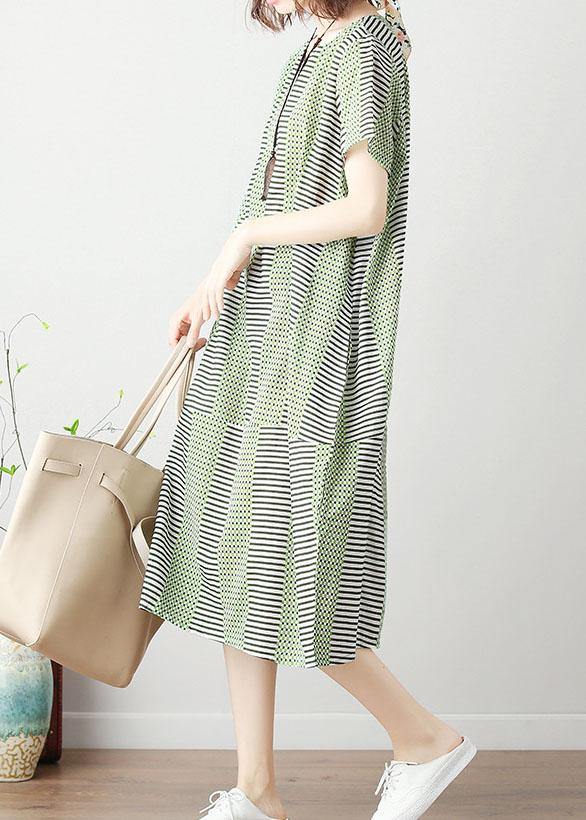 Organic patchwork Cotton tunic dress Work light green Dresses summer - bagstylebliss