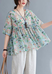 Organic v neck Ruffles summer tops Fashion Ideas floral blouse - bagstylebliss