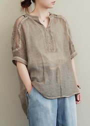 Organic v neck clothes Inspiration khaki lace top - bagstylebliss