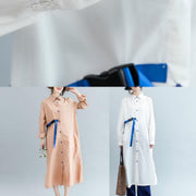 Organic white tie waist cotton Tunics side open Dresses fall shirt Dress - bagstylebliss