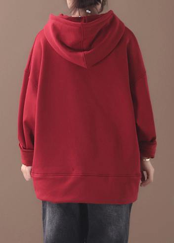 Organic winter cotton hooded Long Shirts Fashion Ideas red top - bagstylebliss