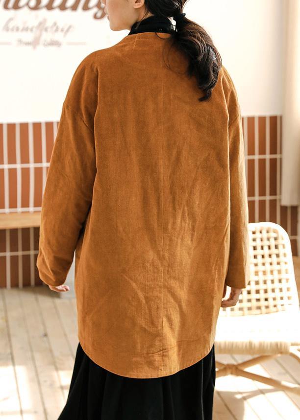 Organic yellow Fashion tunic coats Photography Button women coat - bagstylebliss