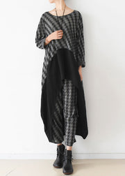 Original Black Plaid Asymmetrical Patchwork Cotton Two Piece Set Women Clothing Summer